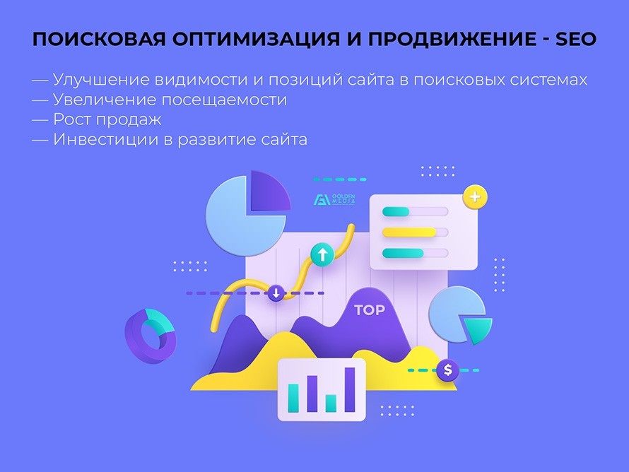 SEO оптимізація та просування, розкрутка сайту з висновком у ТОП ціна Київ - GoldenMedia